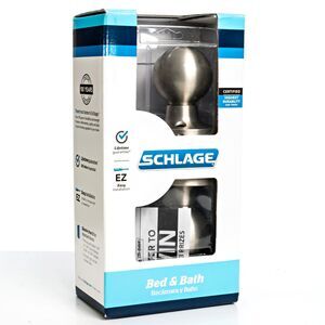 SCHLAGE F40V GEO 619 Georgian Door Knob, Bed & Bath, Privacy Lock - Satin Nickel